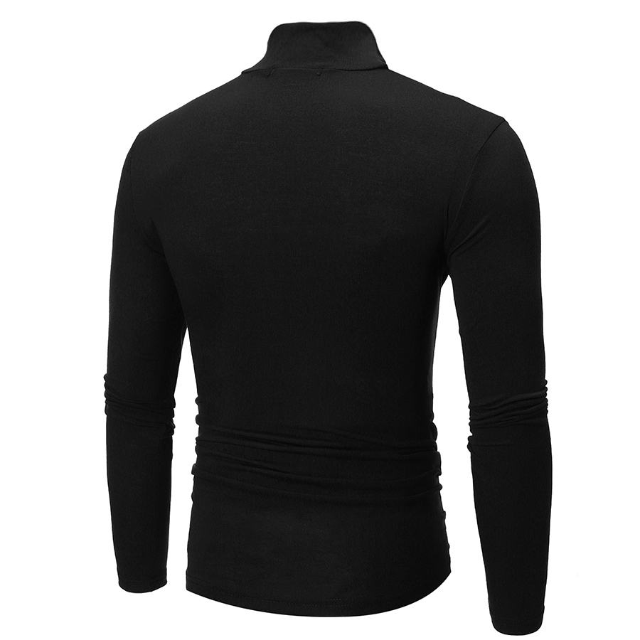 Vente en gros hommes chemises décontractées mince basique col roulé à manches longues T-Shirts polaire tricoté pull haut