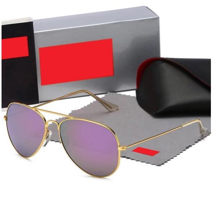 Designer aviator 3025r zonnebril voor heren Rale Ban-bril Vrouw UV400-bescherming Shades Echte glazen lens Gouden metalen frame Rijden Vissen Sunnies met originele doos