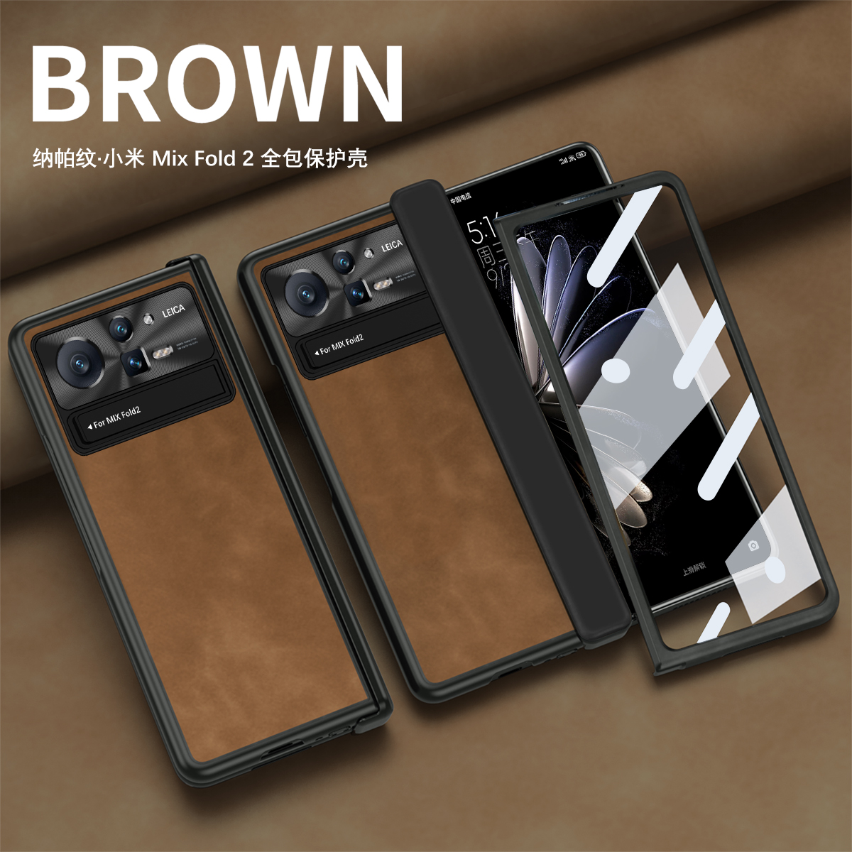 Magnetic Leather Stand Cases For Xiaomi Mix Fold 2 Case Armor Folding Lens Hinge Protective Film Cover