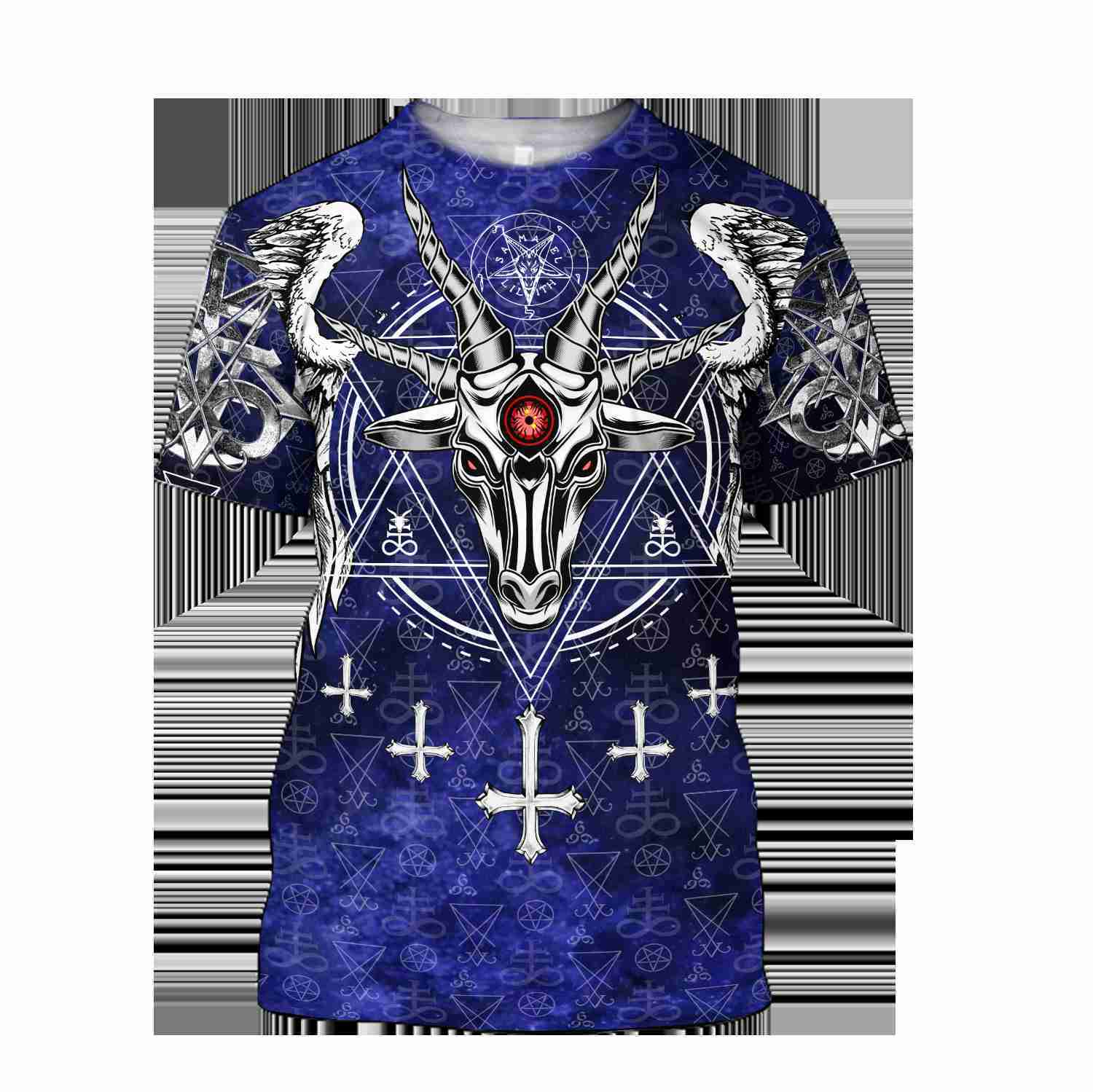 Satan Devil T-shirts Herr 3D Snabbtorkande och åtsittande Full Print Kortärmade T-shirts Sommar Unisex-skjortor t-shirt mode Herrkläder