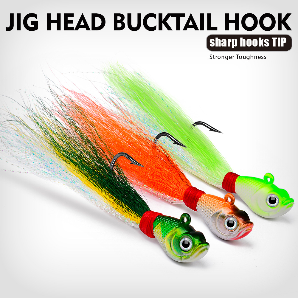 Ultra Minnow Bucktail Jig Head Striper Fluke Bass Teaser Lure Economy Fishing Lures