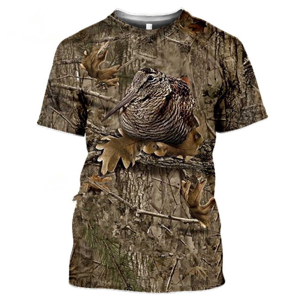 Camisetas Masculinas Camuflagem Animal de Caça Coelho Camiseta Masculina 3D Moda de Rua Pulôver de Manga Curta Verão Casual Grande