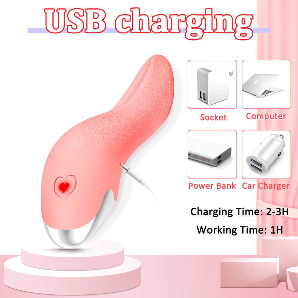 Articles de beauté Clitoris langue léchant vibrateur fonction de chauffage 9 modes femme point G rechargeable étanche adulte sexy jouets pour femmes