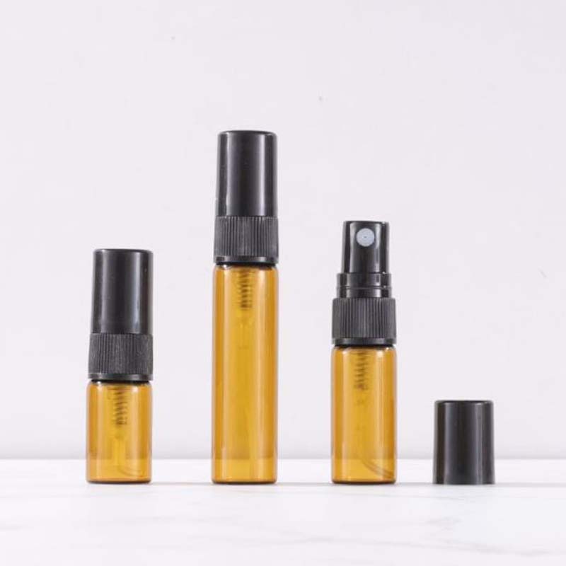 2 ml 3 ml 5 ml 10 ml Mini vetro ambrato trasparente campione bottiglia di profumo di olio essenziale spray atomizzatore contenitore cosmetico da viaggio portatile bottiglie di profumo joblot