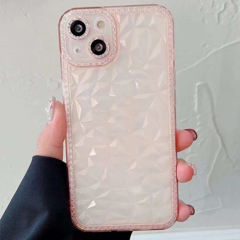 Capas de TPU macias de grão de diamante Bling para iPhone 15 14 Pro Max 13 12 X XR XS 8 7 Plus Iphone15 Buraco fino claro transparente cristal glitter capa traseira do telefone móvel