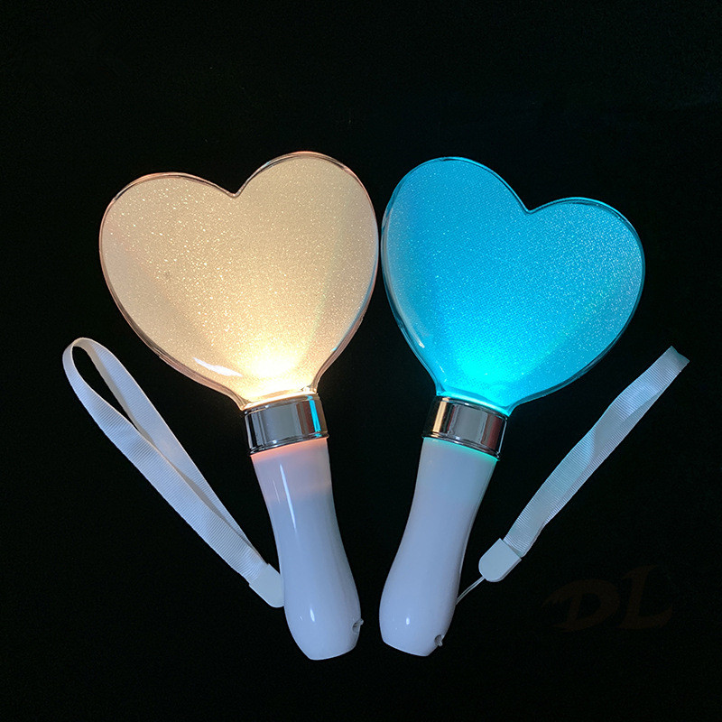 21cm Party Gift Heart Shaped LED Glow Sticks Change Bright Flashing Light Stick For Fluorescent Camping Festivals Rave Birthday Concert Wedding