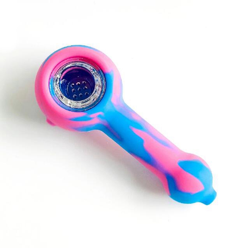 En gros Mini Coloré Silicone Pipes Portable Herbe Tabac Huile Rigs Verre Unique Poreux Filtre Bol Pipes Fumer Porte-Cigarette Tube DHL