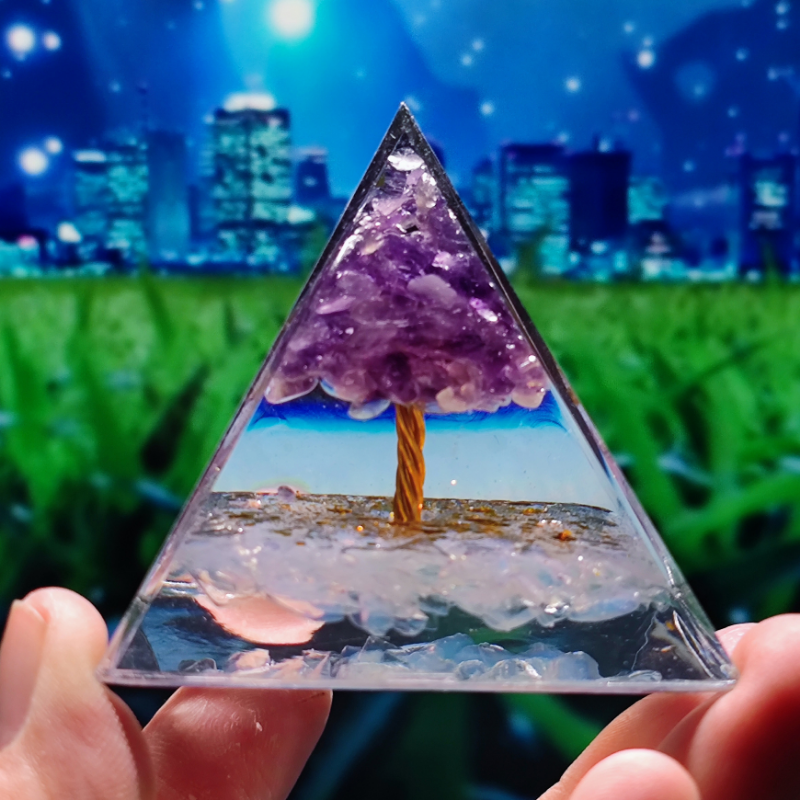Regenbogen-Mondstein-Orgon-Pyramide für Anti-Stress, Ruhe, Wachstum, Stärke, Heilung, Kristall-Edelstein-Pyramide