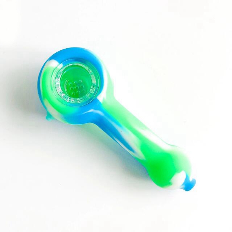 En gros Mini Coloré Silicone Pipes Portable Herbe Tabac Huile Rigs Verre Unique Poreux Filtre Bol Pipes Fumer Porte-Cigarette Tube DHL