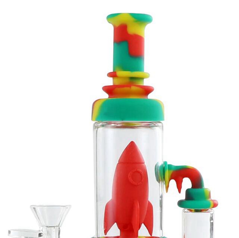 Tubi in stile astronave in silicone colorato Tubi portatili olio di tabacco alle erbe Maniglia Ciotola di vetro Handpipes Fumo Bocchino Waterpipe Bong Narghilè Tubo DHL