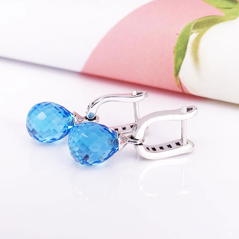 925 Sterling Silver Aqua Aquaed Cz Earrings Farmlicling Hoop Trains تناسب أقراط أزياء المجوهرات الأوروبية على طراز Pandora