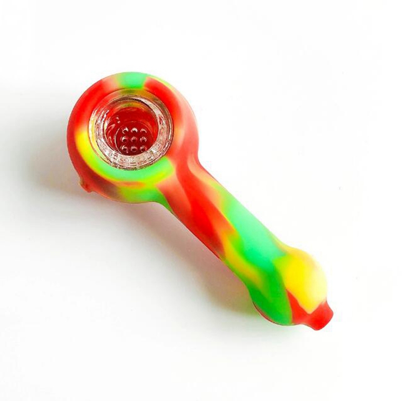 En gros Mini Coloré Silicone Pipes Portable Herbe Tabac Huile Rigs Verre Unique Poreux Filtre Bol Pipes Fumer Porte-Cigarette Tube DHL