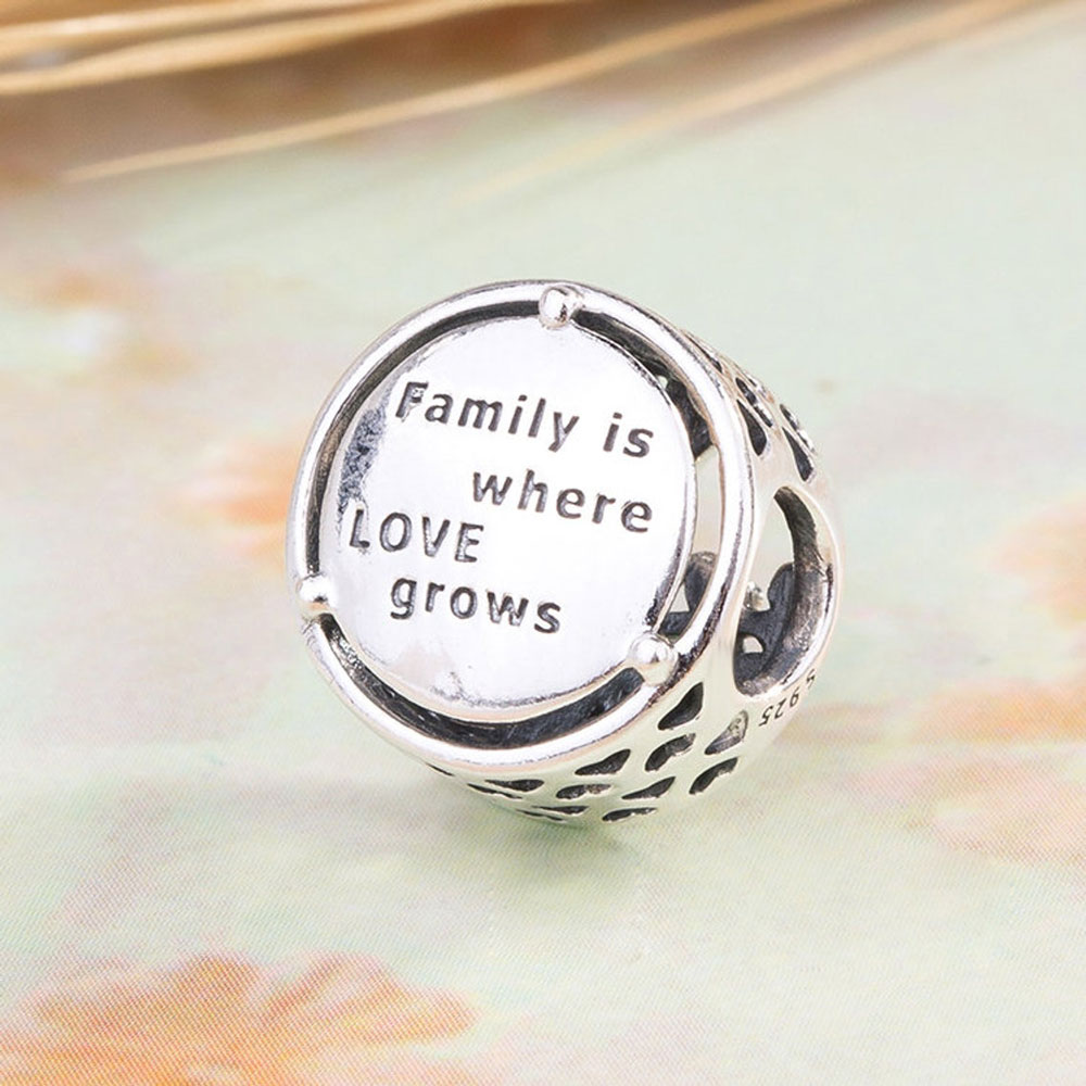 925 Sterling Silver Openwork Family Roots Bead past Europese Pandora Jewelry Charm -armbanden