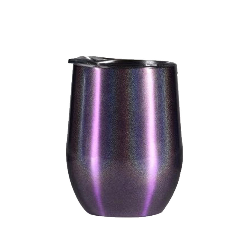12oz Stainless Steel Coffee Mugs Double Wall Vacuum Glitter Rainbow Beer Wine Tumblers with lid