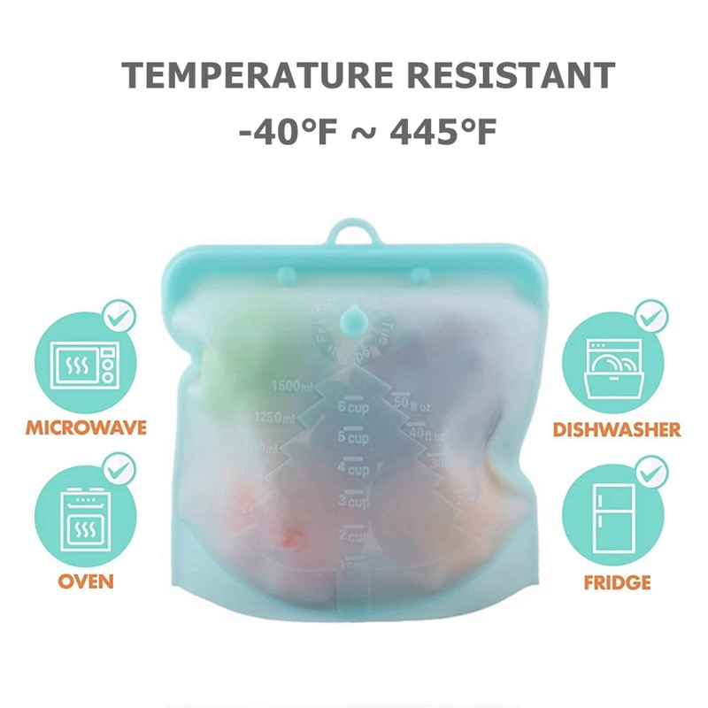 Food Savers Reusable Silicone Storage Bag Leakproof Fresh Freezer Foods Meal Prep Storage Containers Bags Lunch Travel Pouch Snack For Marinate Meats/Cereal