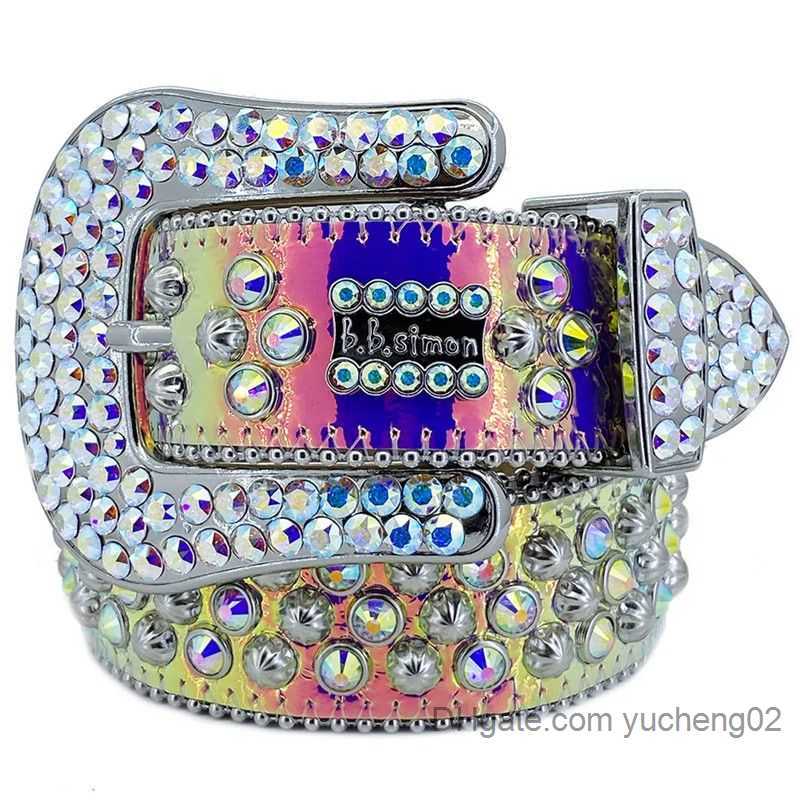 Mannen 2023 Vrouwen Bb Simon Riem Luxe Designer Riem Retro Naald Gesp Riemen 20 Kleur Kristal Diamant Yucheng02238C