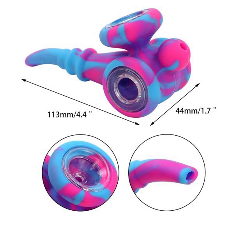 Wholesale Colorful Silicone Pipes Portable Herb Tobacco Oil Rigs Glass Single Hole Filter Bowl Easy Clean Handpipes Smoking Tube Cigarette Holder DHL