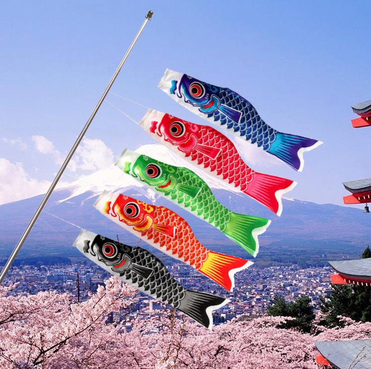 Cartoon Fish Wind Sock Flagg F￤rgglad japansk stil Windsock Carp Mini Koinobori Gifts Fishs Wind Streamer Home Party Decorations Inventory Wholesale SN579