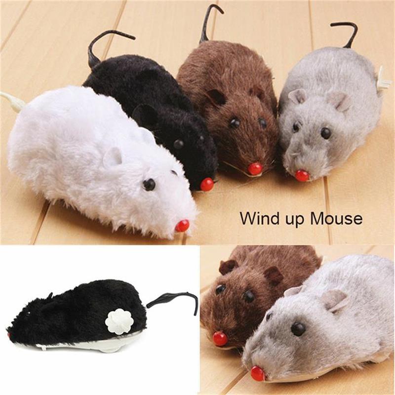 New Hot Funny Wind Up Running Mouse Rat Move Tail Kitten Prank Toy Cute Playing Toys Joking Gadget Gift