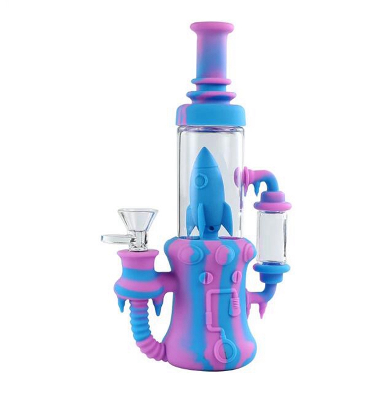 Cool Colorful Silicone Bong Style Pipes Removable Herb Tobacco Oil Rigs Handle Glass Bowl Handpipes Smoking Cigarette Holder Waterpipe Hookah DHL