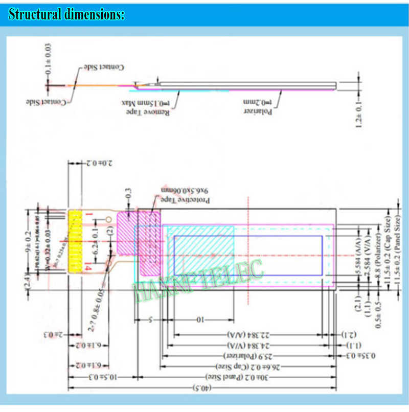 0,91-дюймовый ЖК-дисплей OLED White/Blue 128x32 Driver SSD1306 14 PIN IIC I2C Ardunio Communication