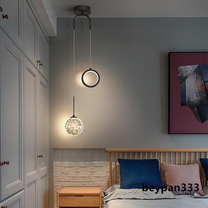 Nordisk konst s￤ng ljuskrona moderna h￤ngslampor minimalistiska kreativa stj￤rnkl￤dda ljus lyxiga sovrumsstudie l￥ng linje liten ljuskrona lrg020