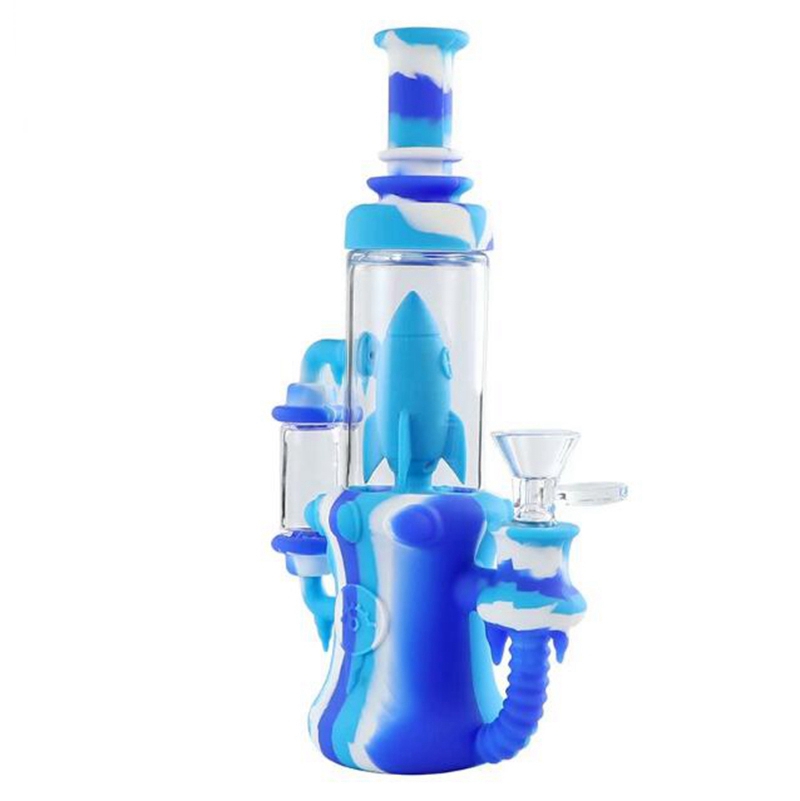 Tubi colorati in silicone Bong Narghilè Easy Clean Herb Tobacco Oil Rigs Maniglia Ciotola di vetro Handpipes Fumo Portasigarette Portatile Desktop Waterpipe DHL