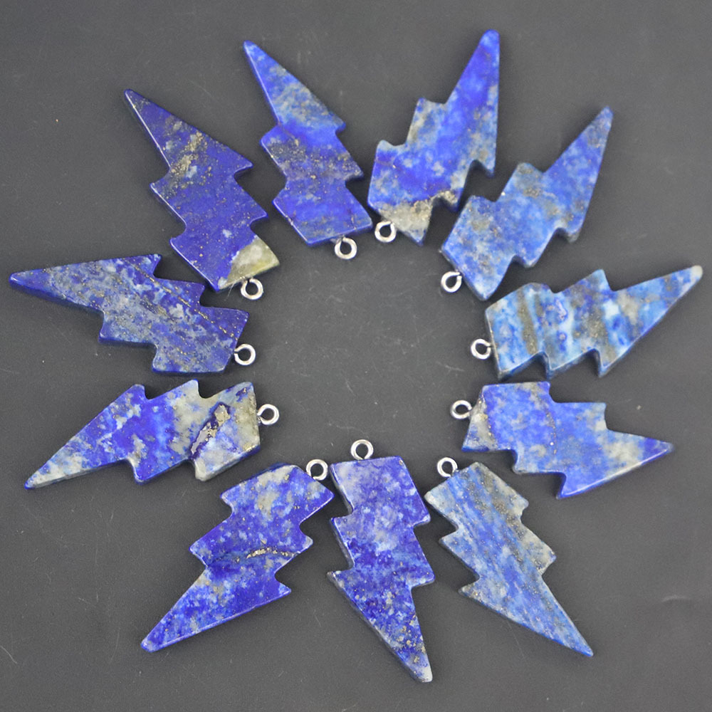 Natural Stone Lightning Pendant Charms Reiki Healing Quartz Crystal Pendants For Neckor Jewelry Making