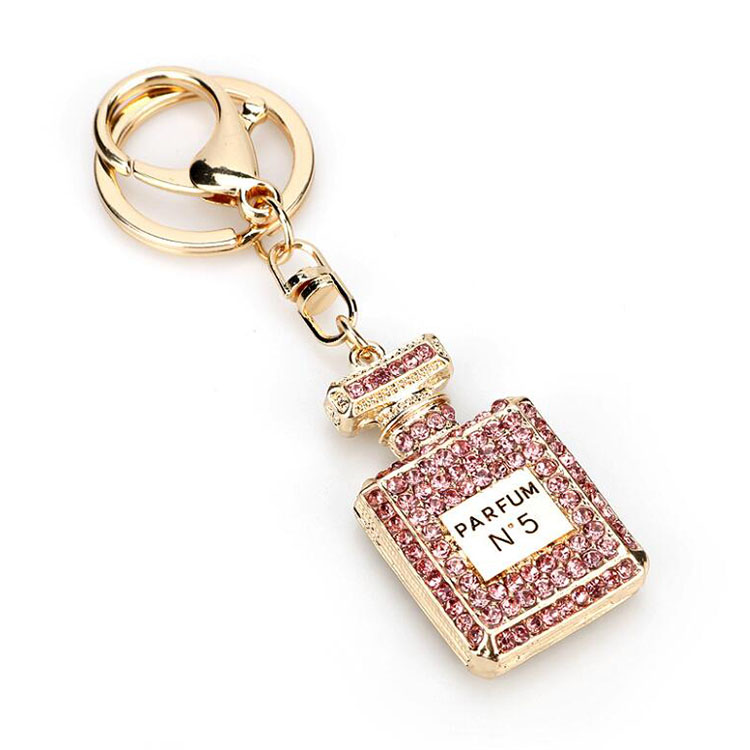 Creative Crystal Keychains Perfume Bottle Fashion Pingente Diy Decoração Bolsa de Chave de Carrocina Presente de Festa de Natal