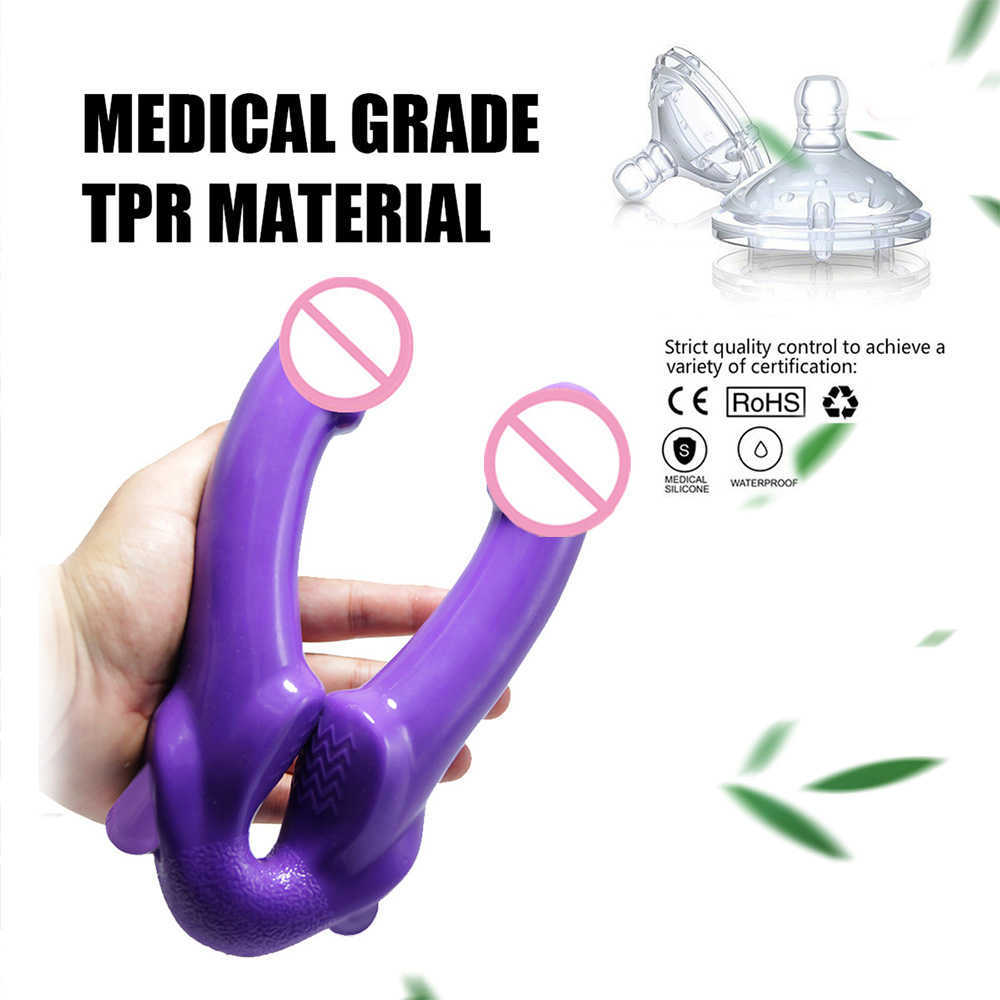 Articoli di bellezza Strap-on Doppia testa Dildo Vibratori Giocattoli sexy donne Coppia Accessori esotici Vagina Massaggiatore prostatico Adulti 18