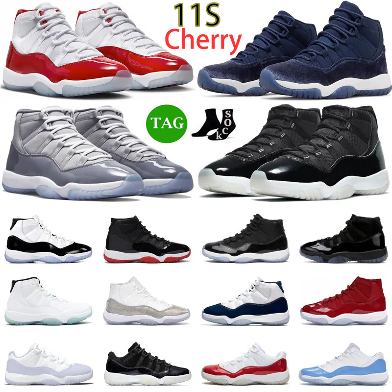 Retro 11 баскетбольная обувь Мужчины женщины 11S Midnight Mail-Manne Mavy Cool Grey 25-й годовщины 72-10 с низким разведением