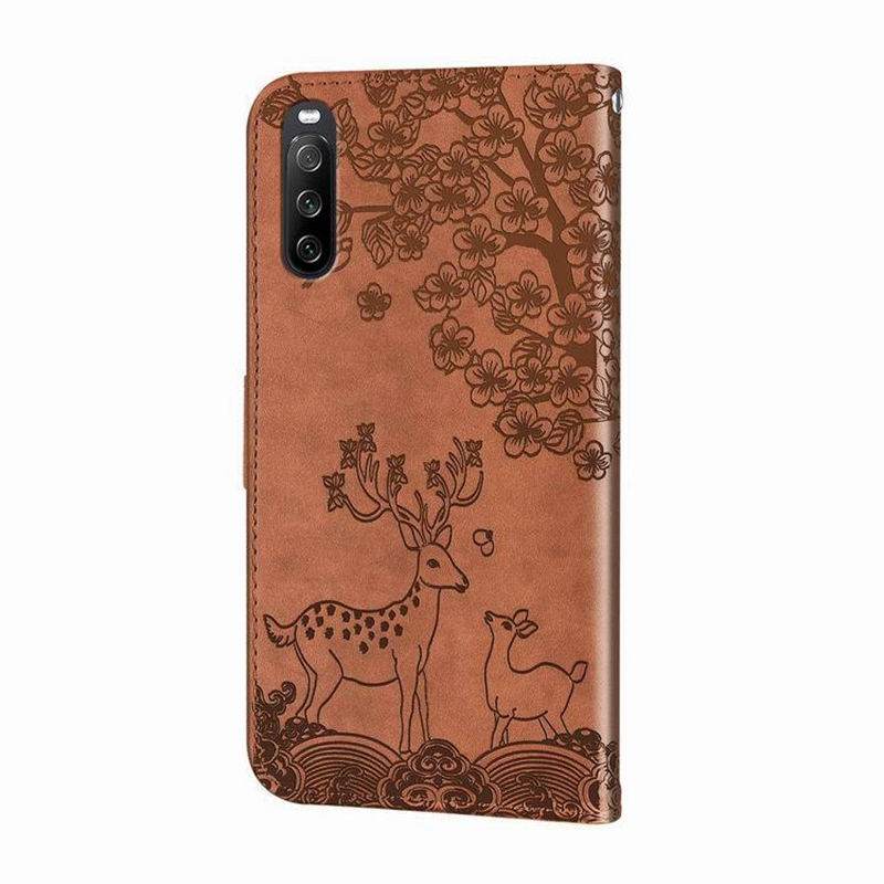 Animal Sika Deer Flower Étuis portefeuille en cuir pour Iphone 14 13 Pro MAX 12 Mini 11 XR XS X 8 7 6 Sony 10 II 5 III Floral Mignon Fente pour carte d'identité de crédit Support magnétique Livre Flip Cover