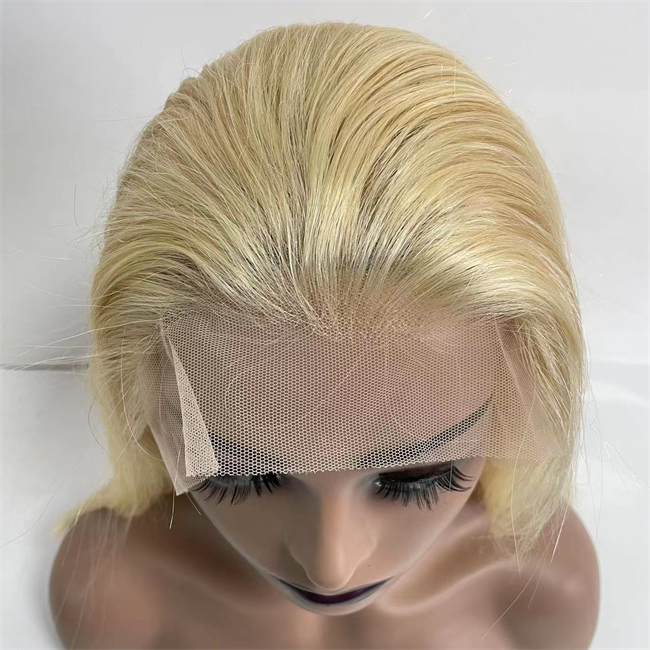 Bob Style 613 # Blonde Brésilienne Vierge Cheveux Humains 150% Densité 13x4 Lace Front Perruque pour Femme Noire