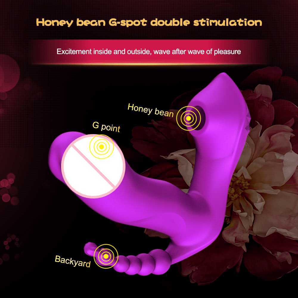 ビューティーアイテム3 in 1 gの女性用のスポット吸盤バイブレーター振動肛門ビーズクリトリス刺激装置リモートコントロールウェアラブルパンティーセクシーなおもちゃ