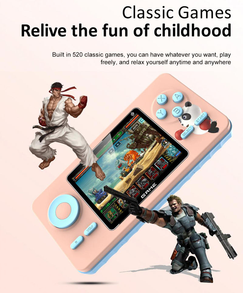 S5 Handheld Game Console Macaron Fashion Colors HD Screen Large Battery Game Player Portable 520 Games Single/Double Mini Console