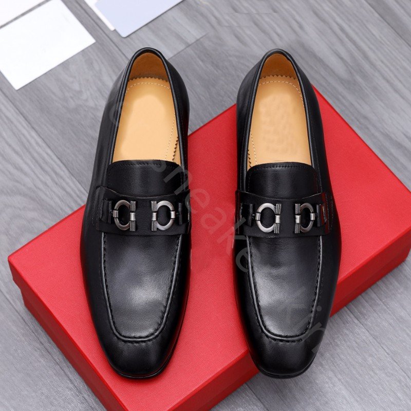Classic Designers Shoes Mens Fashion Loafers Genuine Leather Men Business Office Work Formal Dress Shoes Brand Designer Party Wedding Flat Shoe Size 38-46