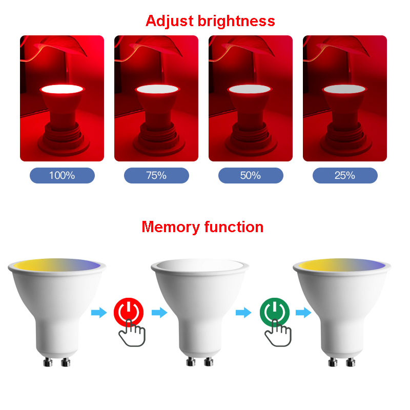 GU10 RGB-LED-Lampe, 6 W, mit 16 Farben, IR-Fernbedienung, RGBW-Lampe, Speicherfunktion, Beleuchtung