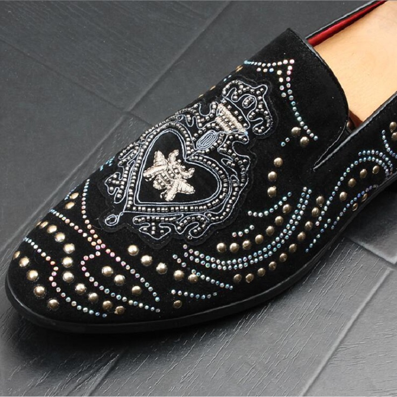 Mode Neue männer Luxus Designer Schwarz Strass Schuhe Kausalen Wohnungen Mokassins Männlichen Dicken Boden Rock Hip Hop Kristall Turnschuhe da014