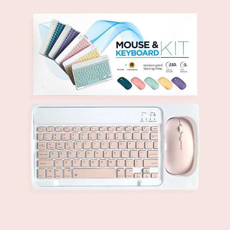 Kit de souris clavier Bluetooth sans fil Combos souris Rechargeable 10 pouces pour iPad Android IOS Windows téléphone tablette PC