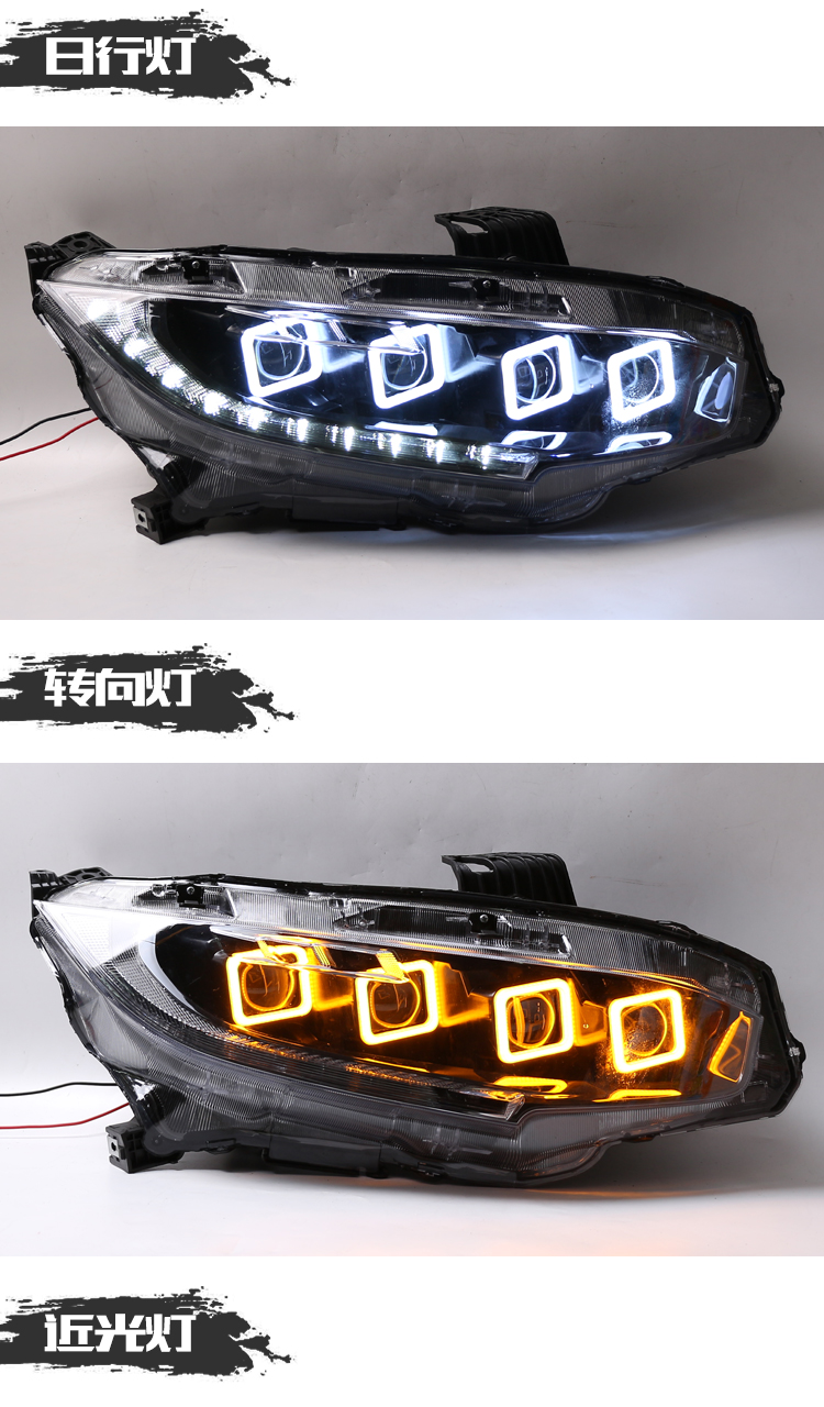 Car Headlights Front Lamp Dynamic Streamer Turn Signal Light For Honda CIVIC X G10 LED Headlight Daytime Running Lights