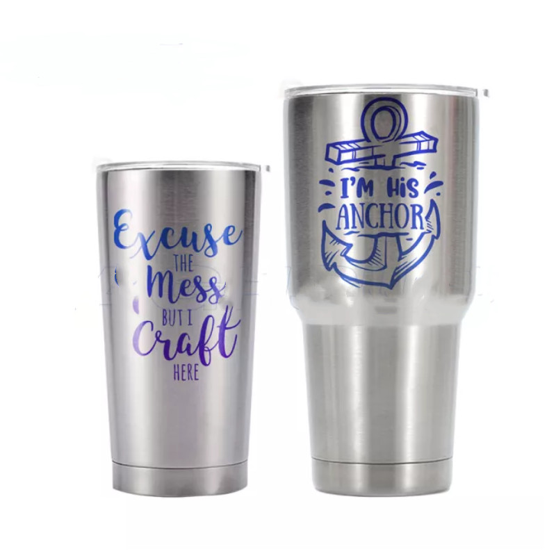 Kanada Depo Yüceltme Paslanmaz Gümüş Eğrisi Tumblers Normal 20oz 30oz Boş Çift Duvar Seyahat Kupası Sızıntı Kanıtı Lid Diy Su Şişesi B5