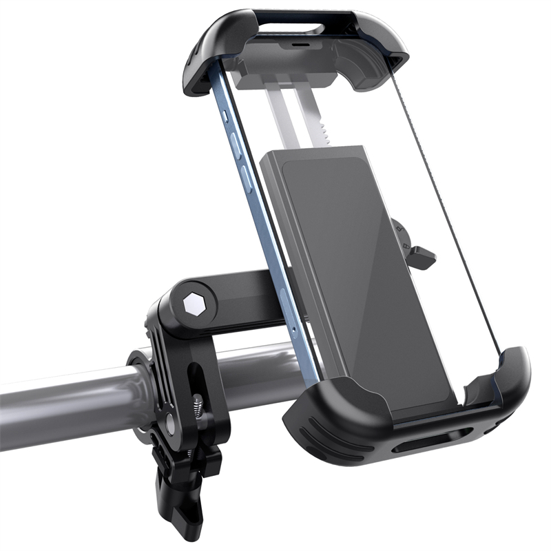 ショックプルーフ自転車電話ホルダー360°回転MTBロード自転車携帯電話スタンドブラケット調整可能なサポートMoto HandleBarマウントブラケット