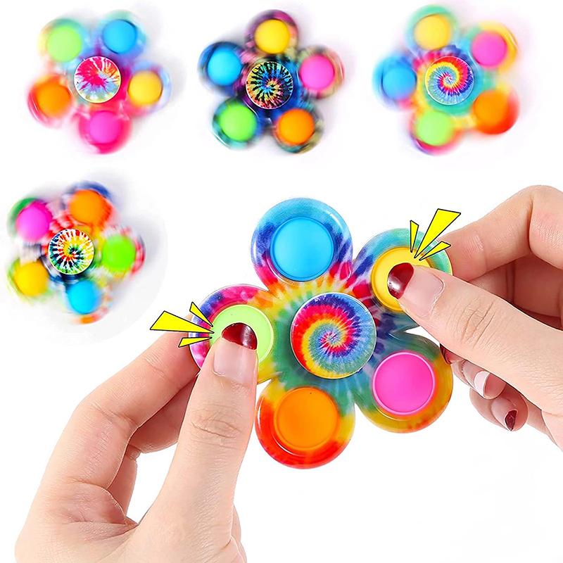 Décompression Fidgety Toy Simple Dimple Fidget Spinner Push Bubble 5 côtés Fingertip Gyro TDAH Anxiété Soulagement du stress Jouets de fête en vrac