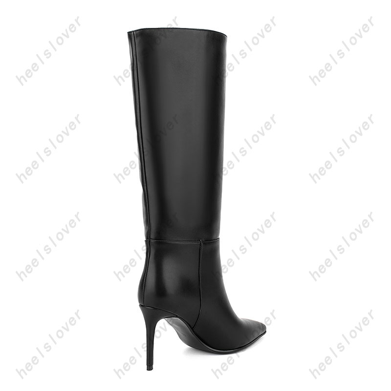 Heelslover nouvelle mode femmes hiver mi-mollet bottes minces talons hauts bout pointu élégant noir Club chaussures dames taille américaine 5-15