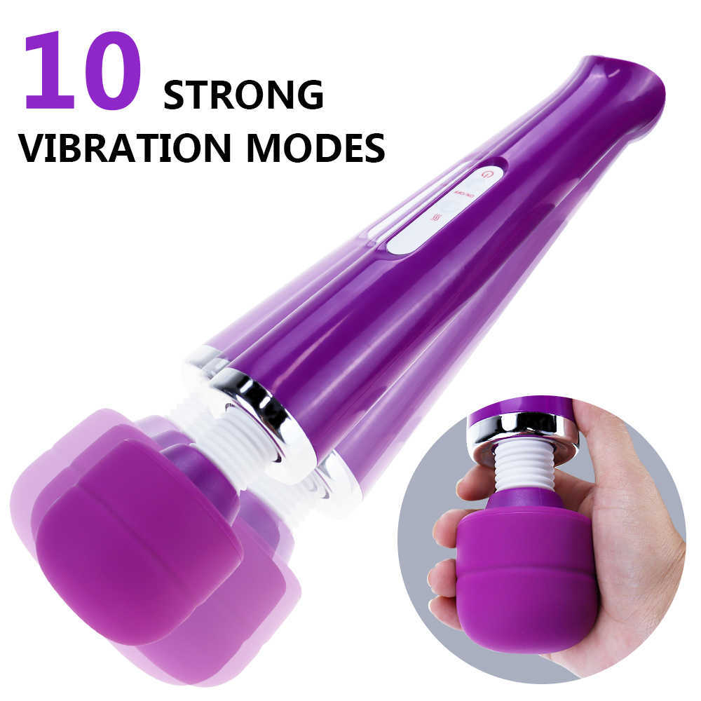 Pwięzy kosmetyczne Maioli 10 Speed ​​Ultra Mocne Big Vibrator Body Massager Av Stick G-Spot Stymulator Seksowna zabawka dla kobiet ładowanie USB