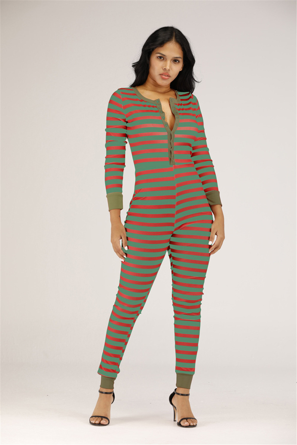 2024 Designer Mulheres Macacões Casual Stripe Imprimir Natal Macacões Zipper One Pieces Romper Calças Bodycon Manga Longa Bodysuits 3XL Roupas de Inverno 8880