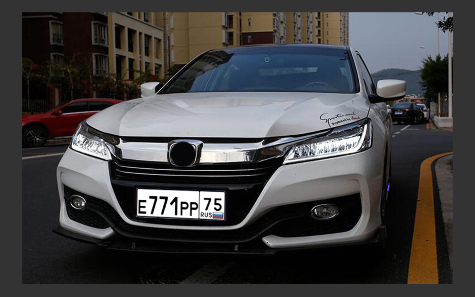 المصابيح الأمامية للسيارة مجموعة الإشارة الأمامية مصباح أمامي لـ Honda Accord 9.5 LED المصباح الأمامي 2015-2017 مصابيح تشغيل نهارية DRL Light