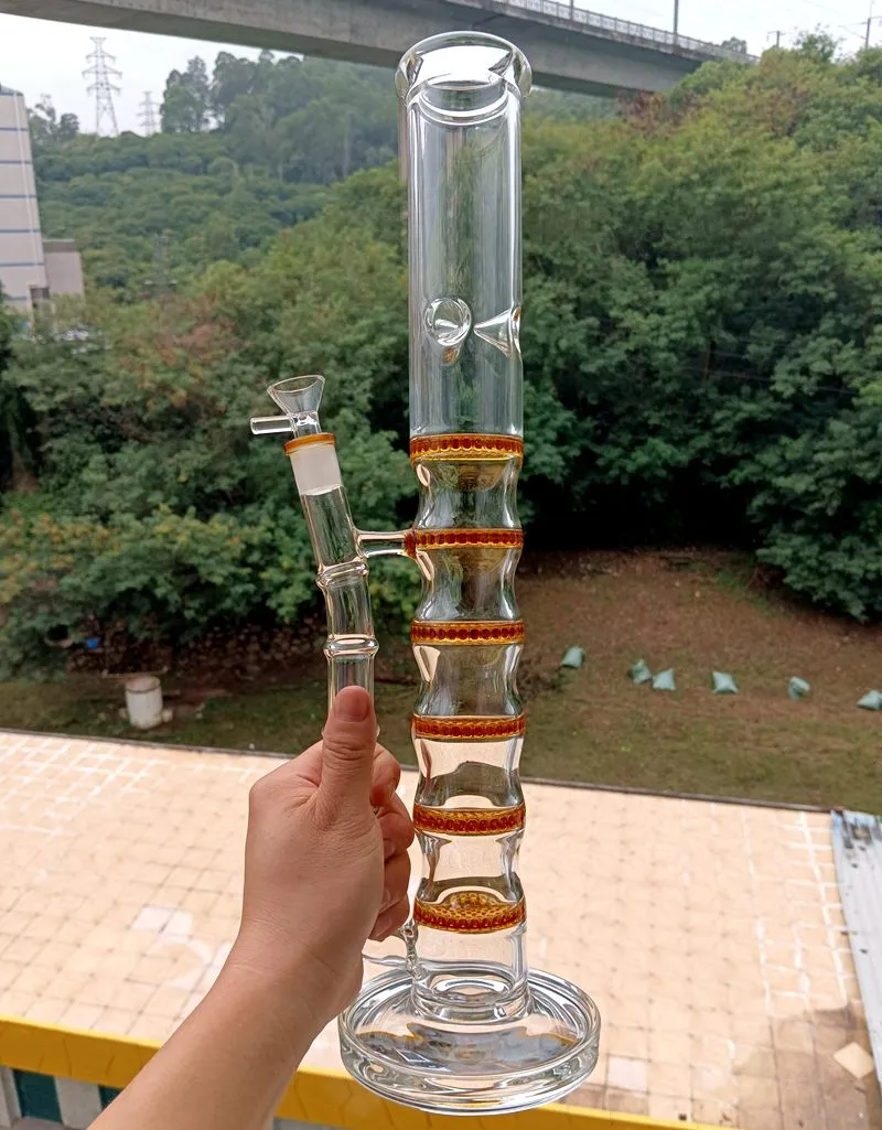 Straight Glass Water Recycler Bong Hookahs with Multiple Honeycomb Filters Perc Bubbler Oil Dab Rig