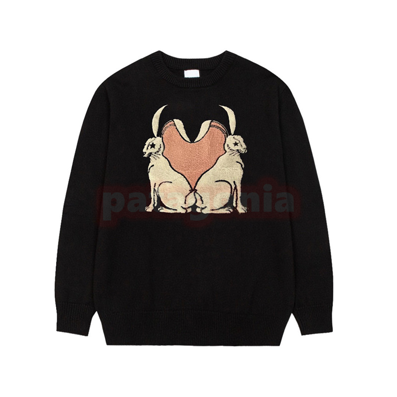 Designer Mens New Fashion Round Sweaters Womens Casual Loose Rubbit Black Knitted Couples Streetwear Sweaters Size XS-L