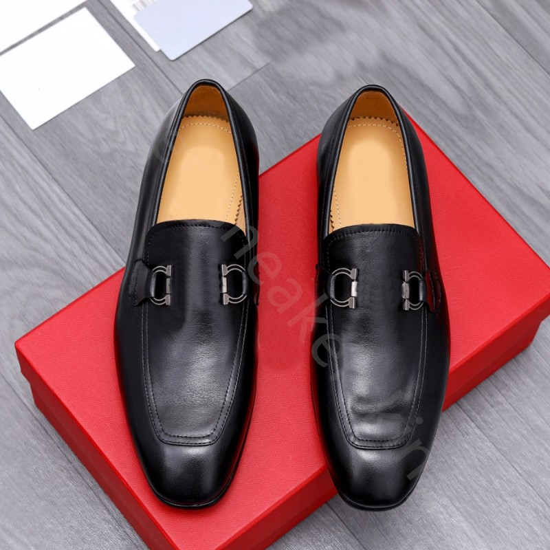 Classic Designers Shoes Mens Fashion Loafers Genuine Leather Men Business Office Work Formal Dress Shoes Brand Designer Party Wedding Flat Shoe Size 38-46